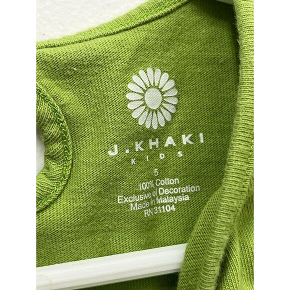 J Khaki Kids Dress | Girls 5 | Green Long Sleeve Owl Print Tiered Cotton - Picture 9 of 15